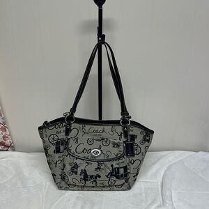 COACH Horse & Carriage Canvas Leather Trim Shoulder Bag Carryall Tote